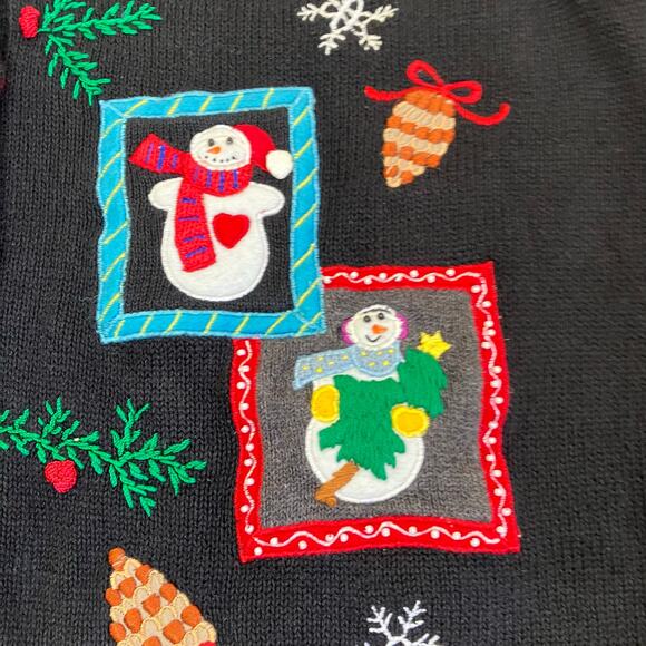 Designers Originals Sz XL Vtg 90s Holiday Sweater Vest Snowmans Boho Multicolor - Picture 10 of 16